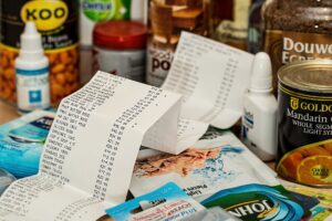 shopping receipt with grocery items